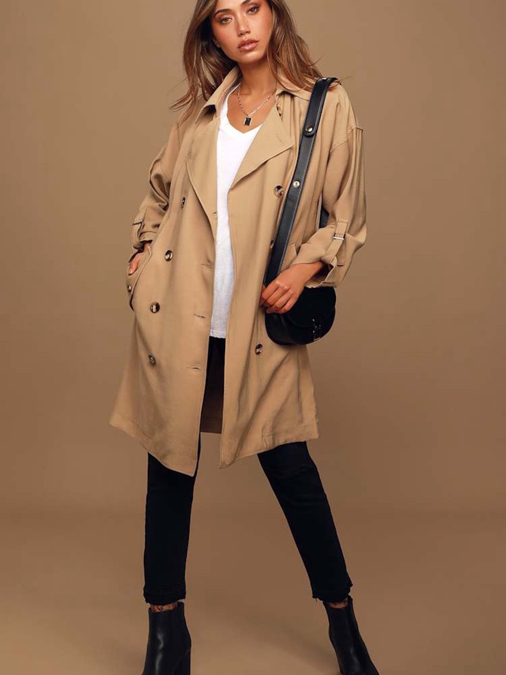 Lulus Beige Double Breasted Trench Coat